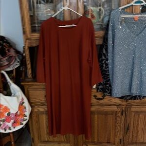 Susan Graver Long Sleeve Dress in Deep Rust